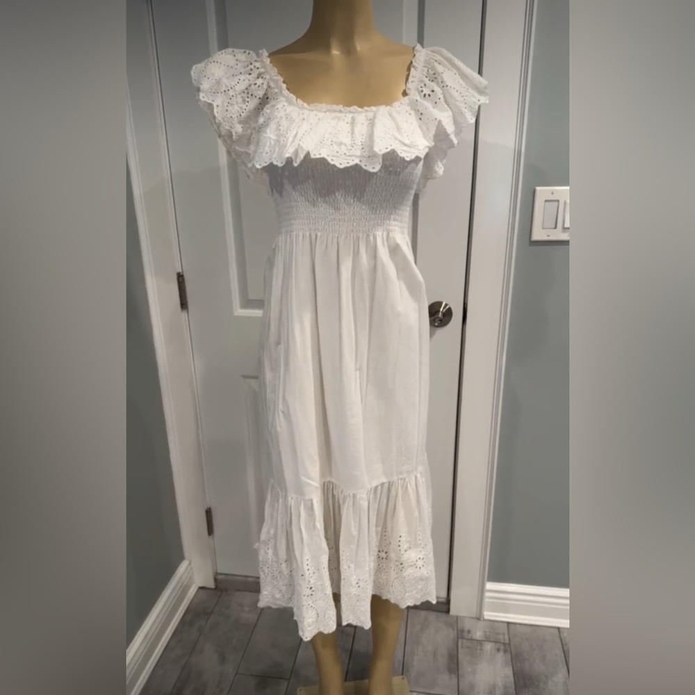 Aqua Elegant White Off-Shoulder Dress XS